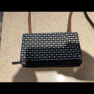 Fossil Purse black, brown shoulder strap